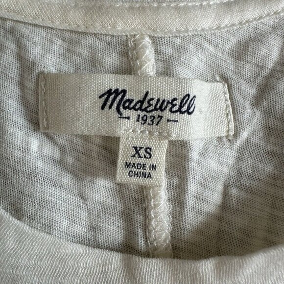 Madewell Tank Top Embroidered Size XS Cream Navy Blue Cotton Boho Aztec - Picture 6 of 9